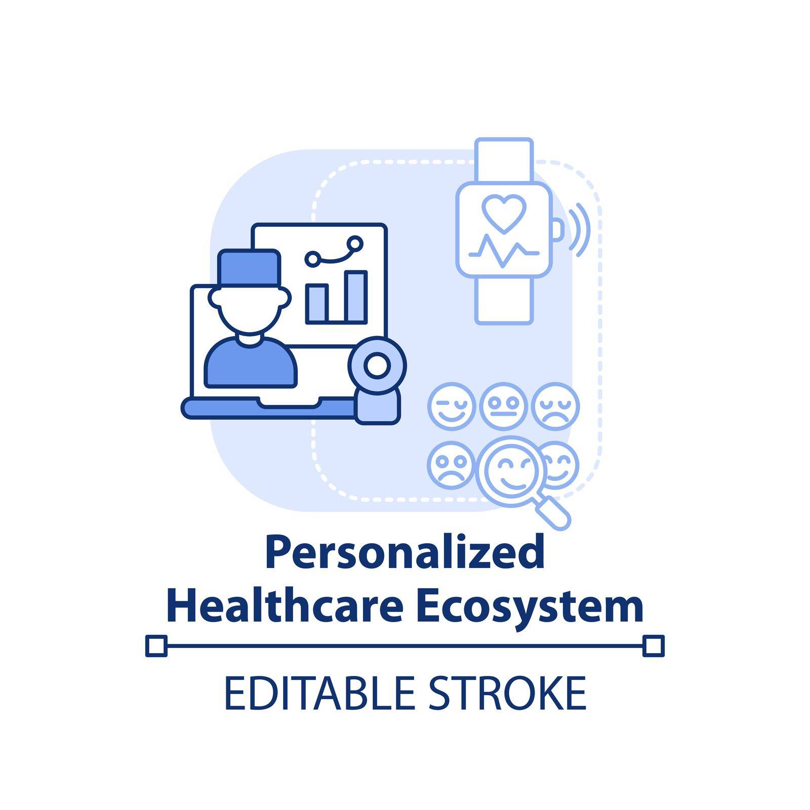 Personalized healthcare ecosystem light blue concept icon by bsd