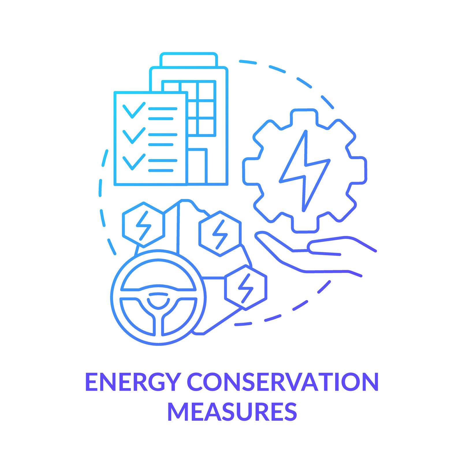 Energy conservation measures blue gradient concept icon by bsd