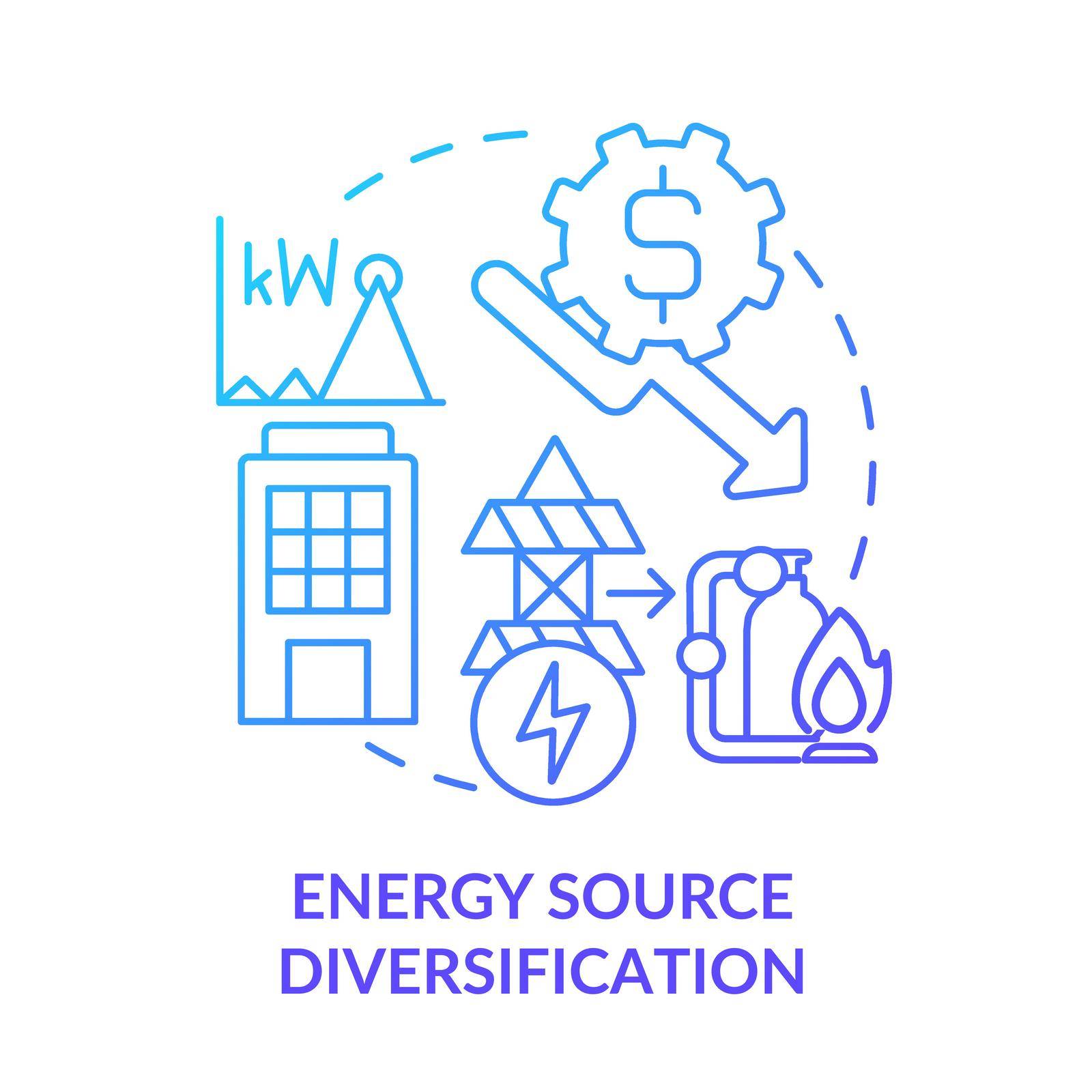 Energy source diversification blue gradient concept icon by bsd
