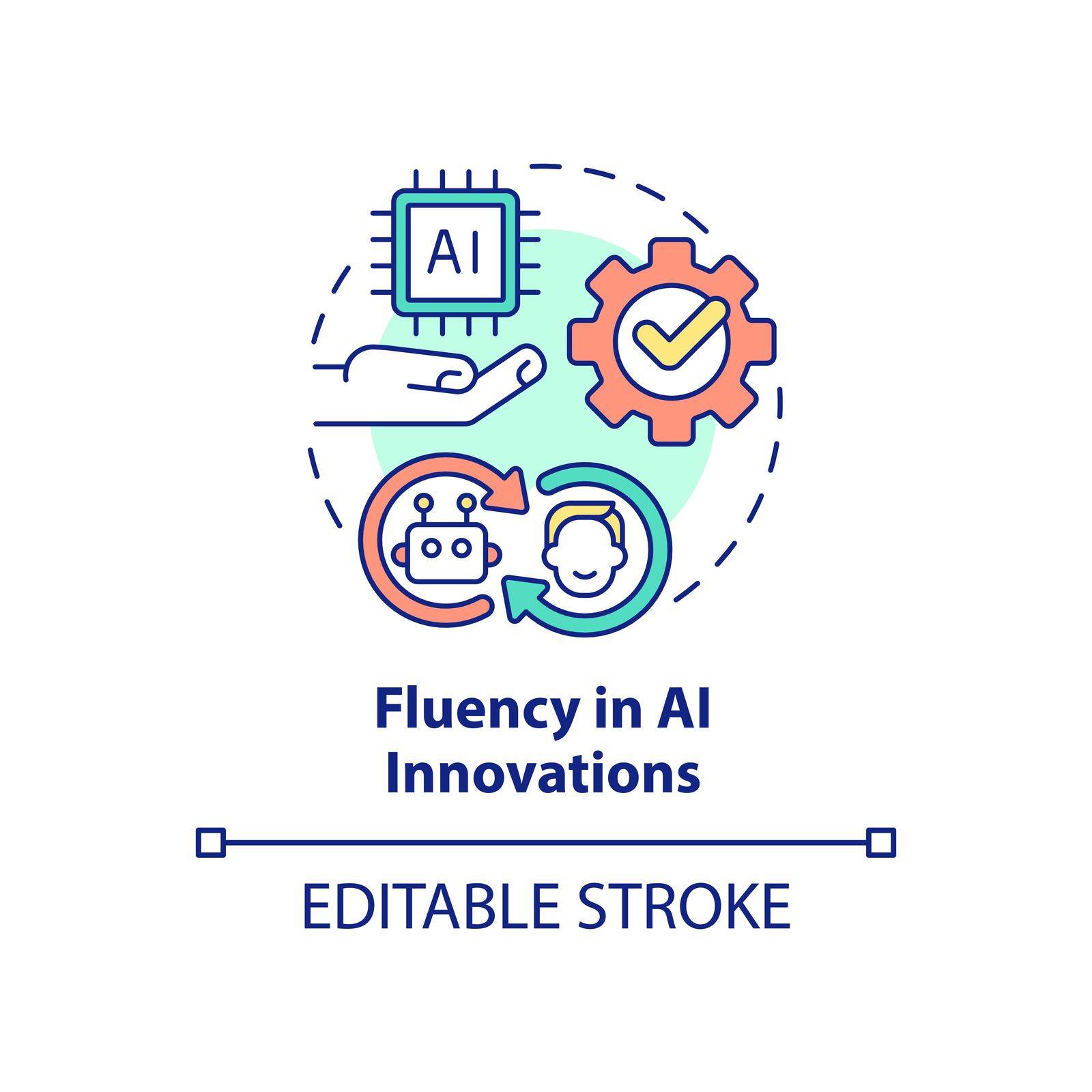 Fluency in AI innovations concept icon by bsd studio
