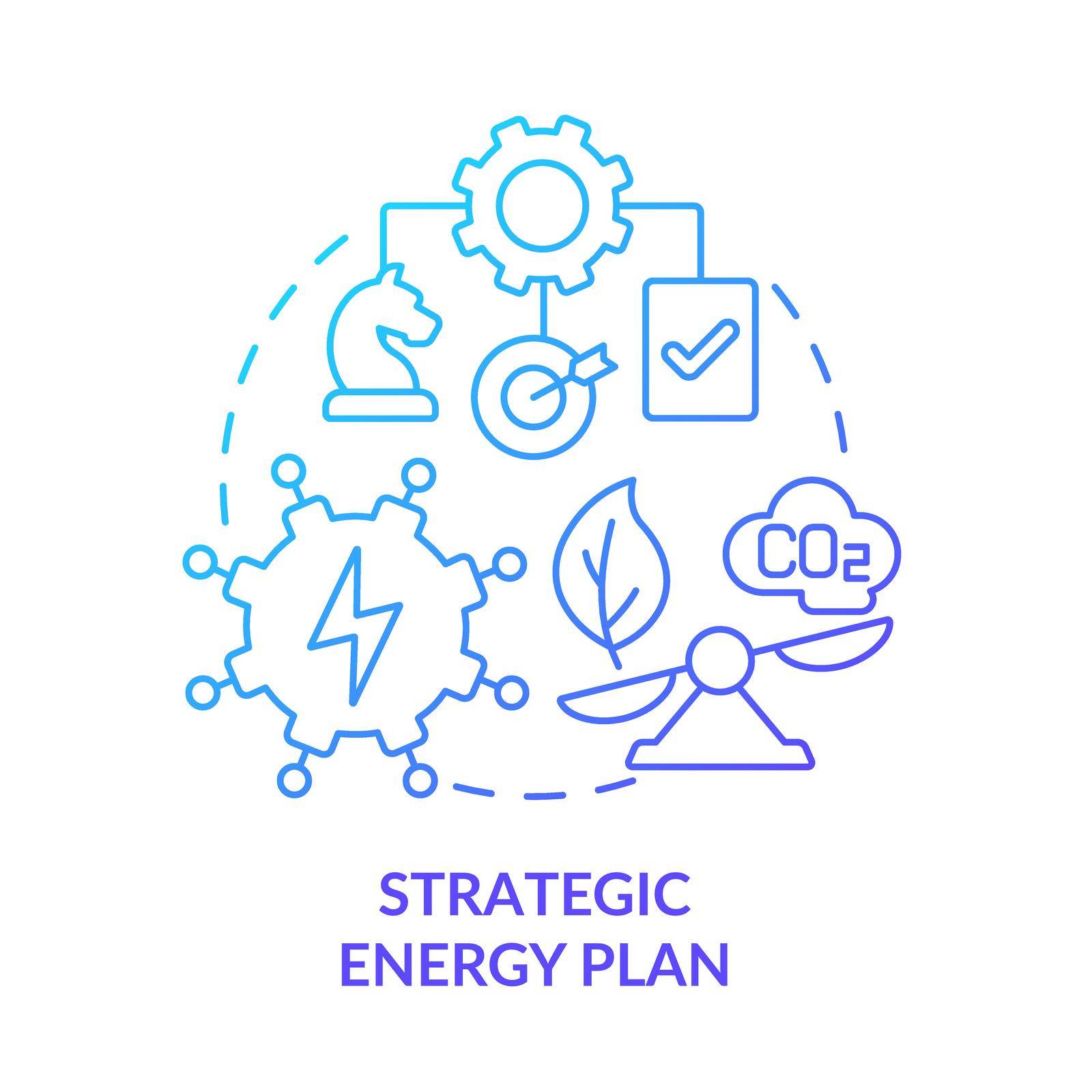 Strategic energy plan blue gradient concept icon by bsd