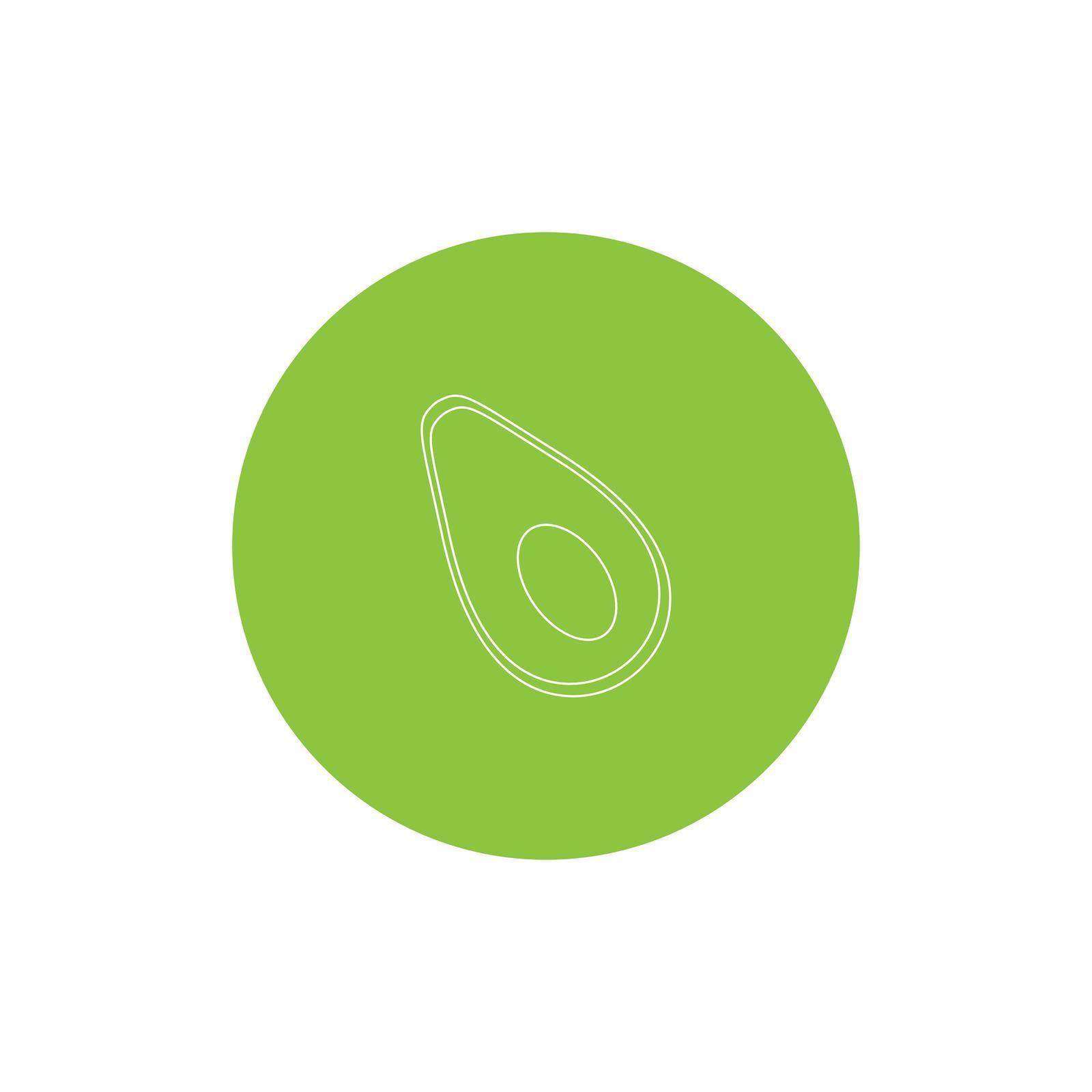Avocado hand drawn outline doodle icon. Vector sketch illustration of avocado with a seed for print, web, mobile and infographics isolated on round green background.