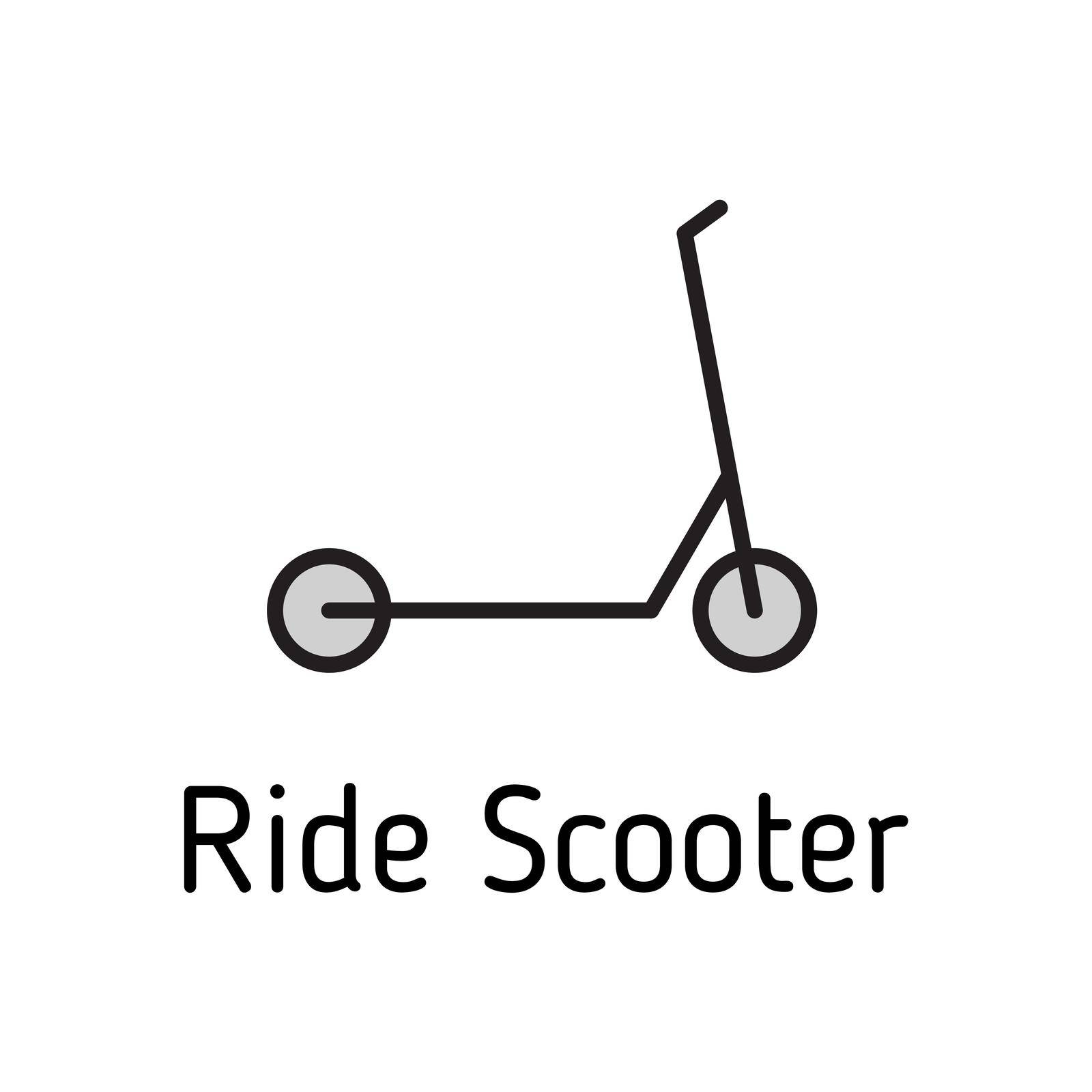 ride scooter color filled vector icon isolated on white background. zero waste eco concept. ride scooter outline icon for web, mobile and ui design.