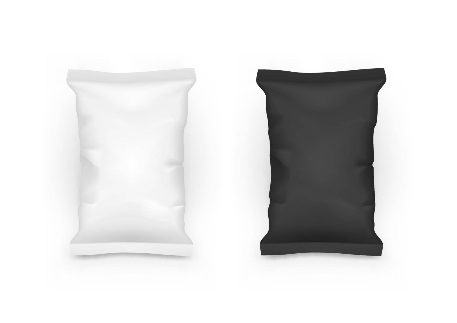 Clear White Pillow Full Bag Packaging With Shadow by VectorThings