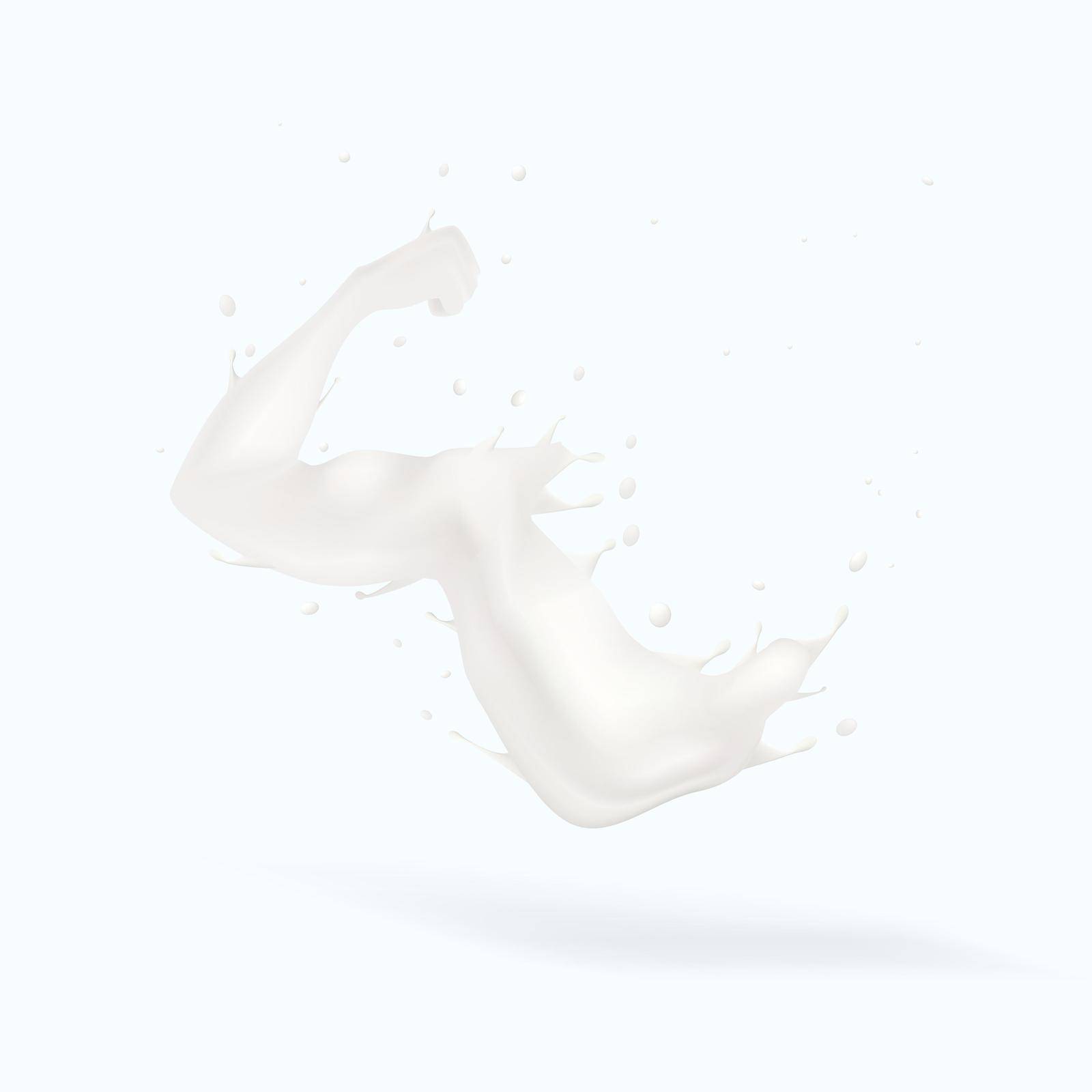 Splash Of Milk In Form Of Strong Arm Concept. EPS10 Vector