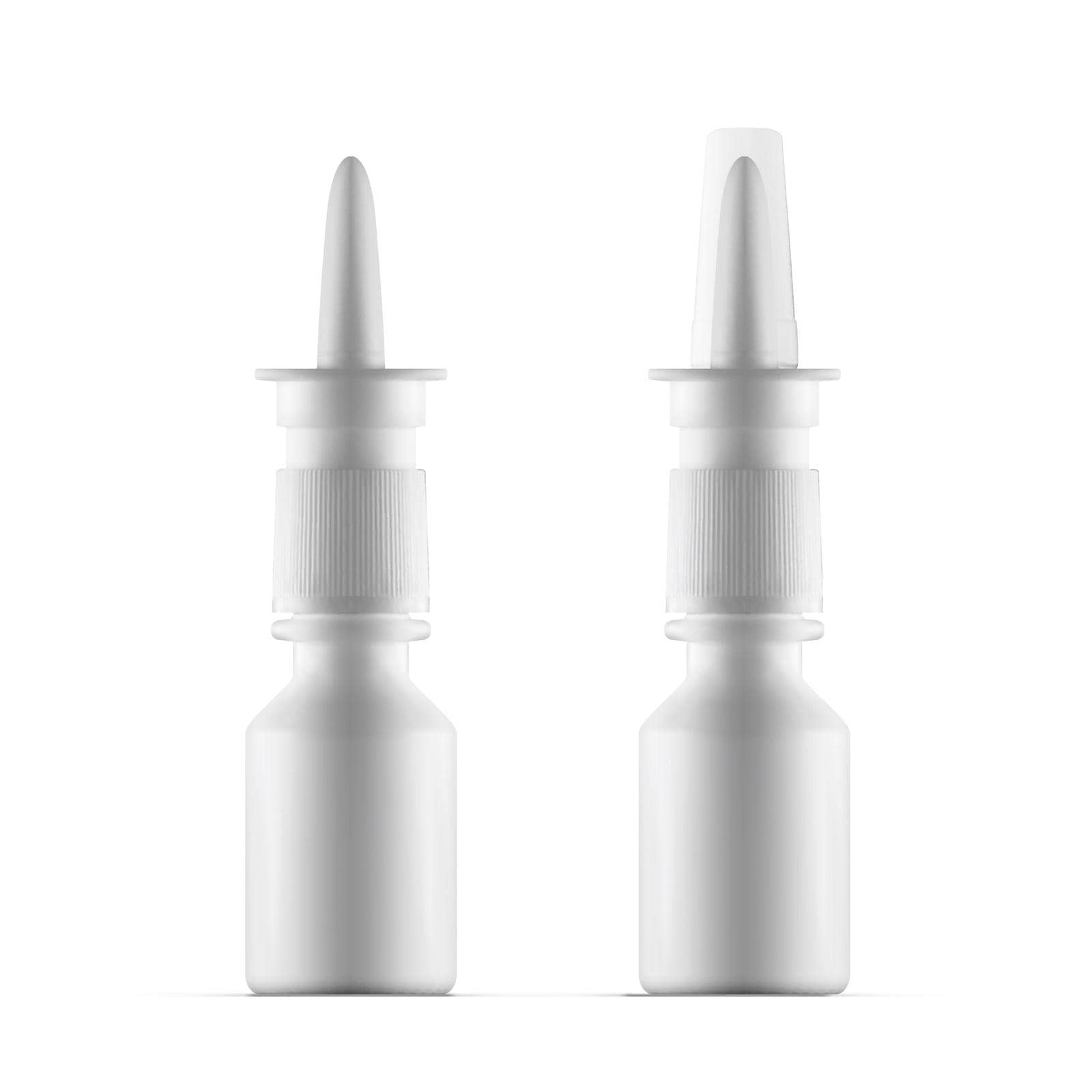 White Plastic Nasal Spray Bottle With Transparent Cap Template by VectorThings