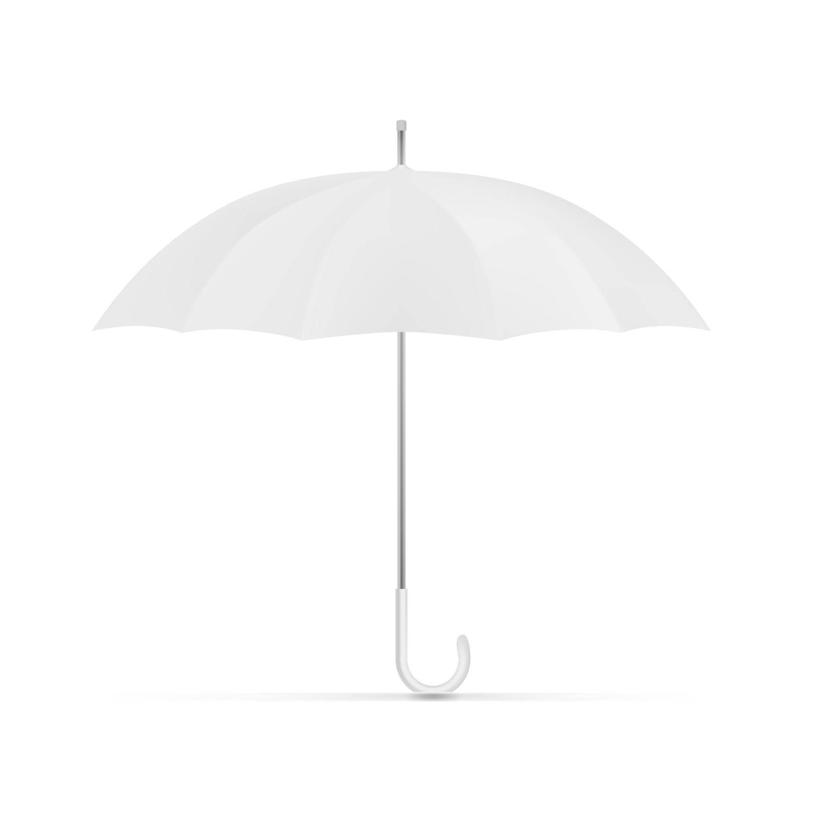 Realistic Blank White Umbrella From Side For Branding. EPS10 Vector