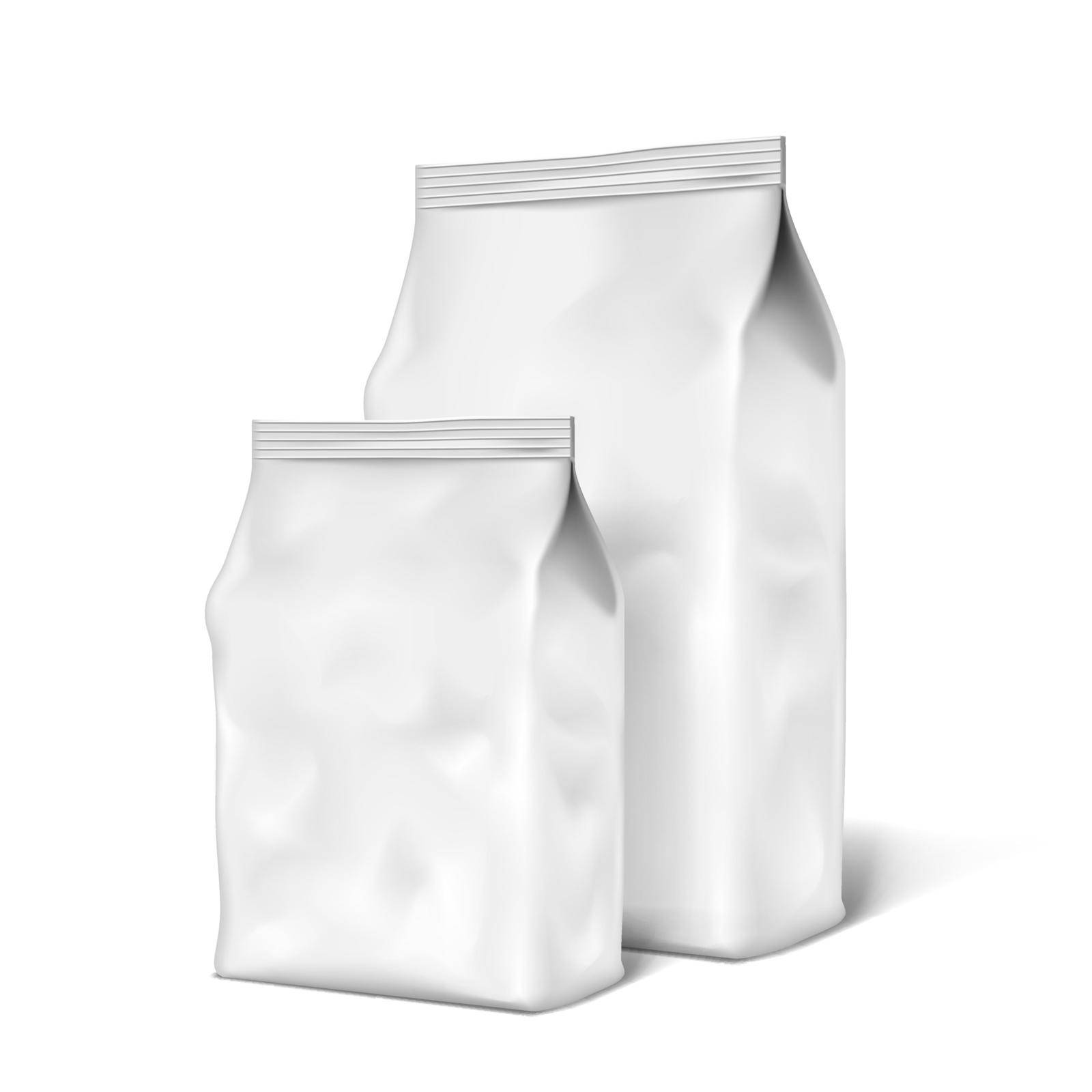 Realistic Foil Or Paper Food Stand Up Pouch Snack Sachet Bag Packaging. EPS10 Vector