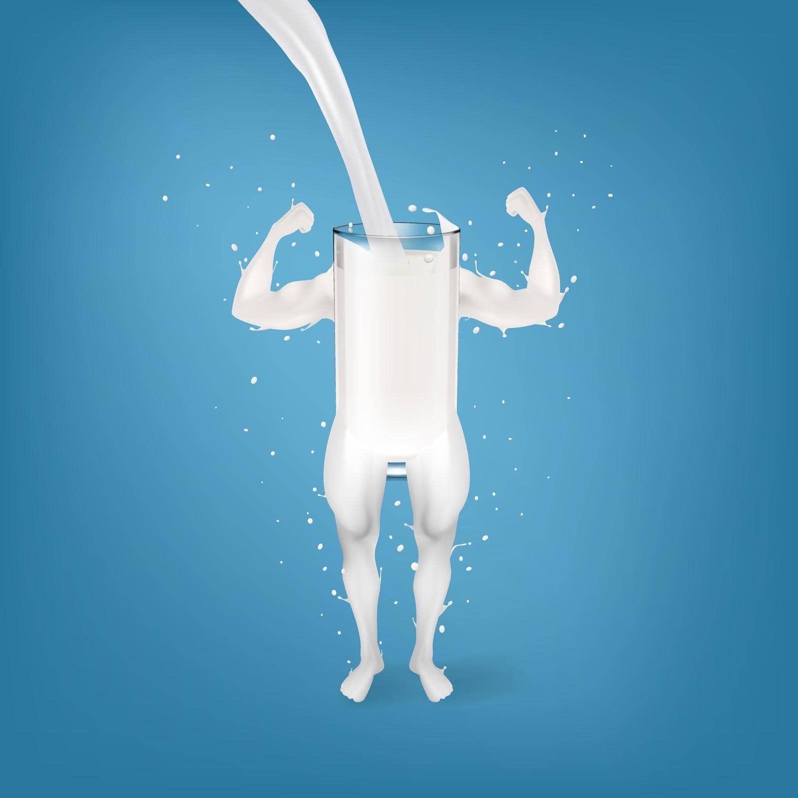 Splash Of Milk In Form Of Strong Arms And Legs Concept. EPS10 Vector