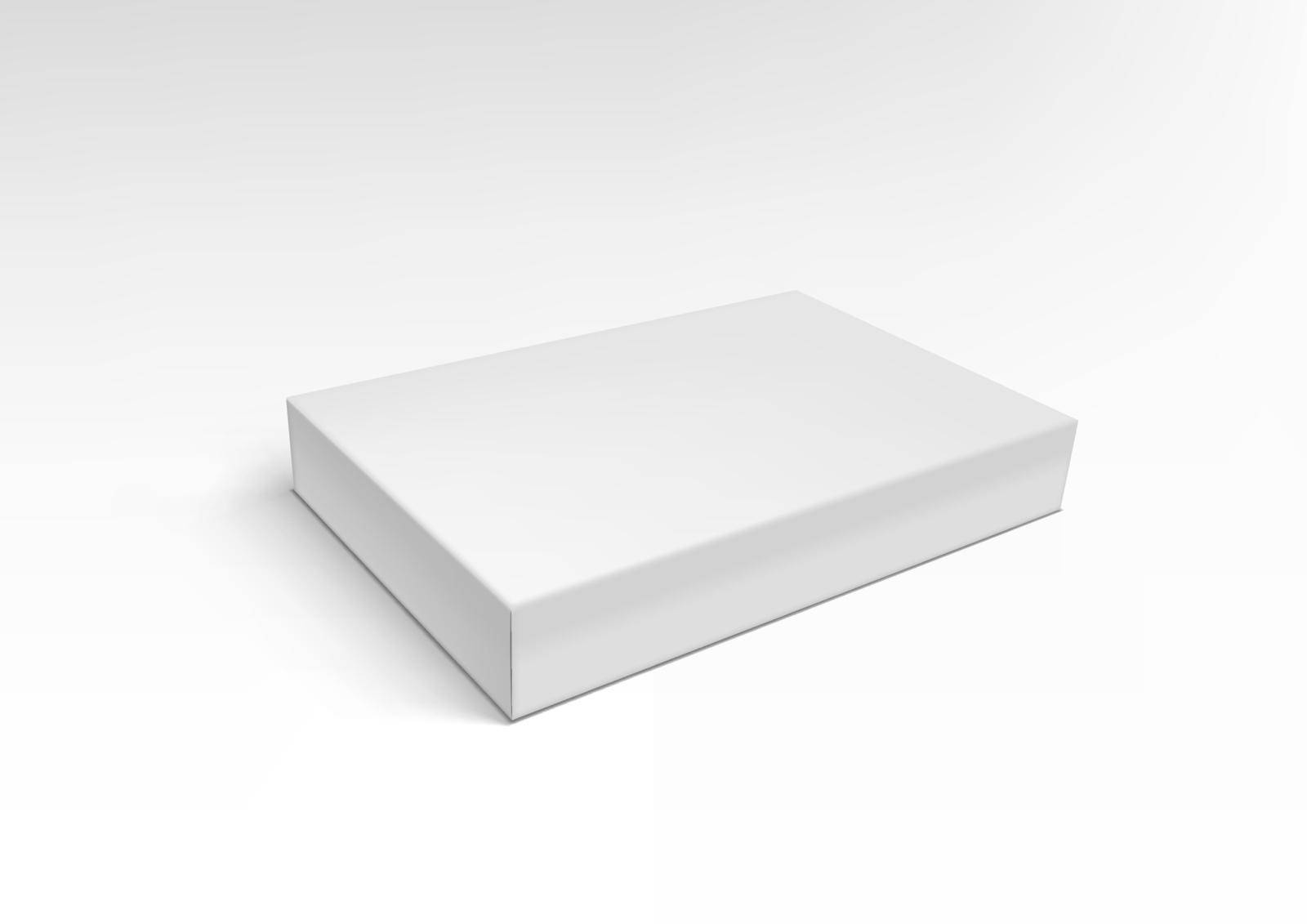 White Slim Pasteboard Box Isolated On White Background. EPS10 Vector