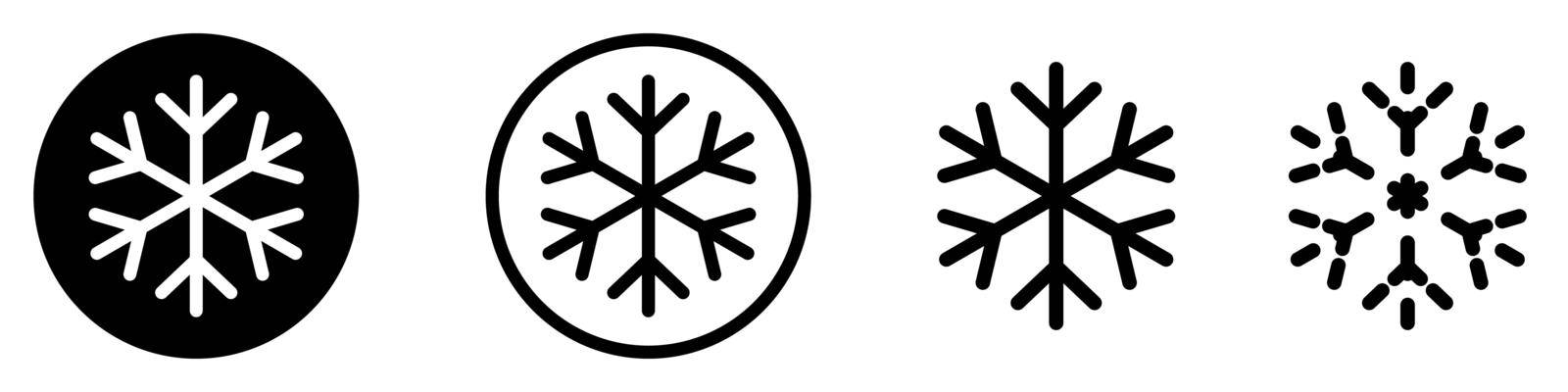 Snowflake icon. Set of abstract snowflakes. Vector illustration. Black snowflake icon isolated