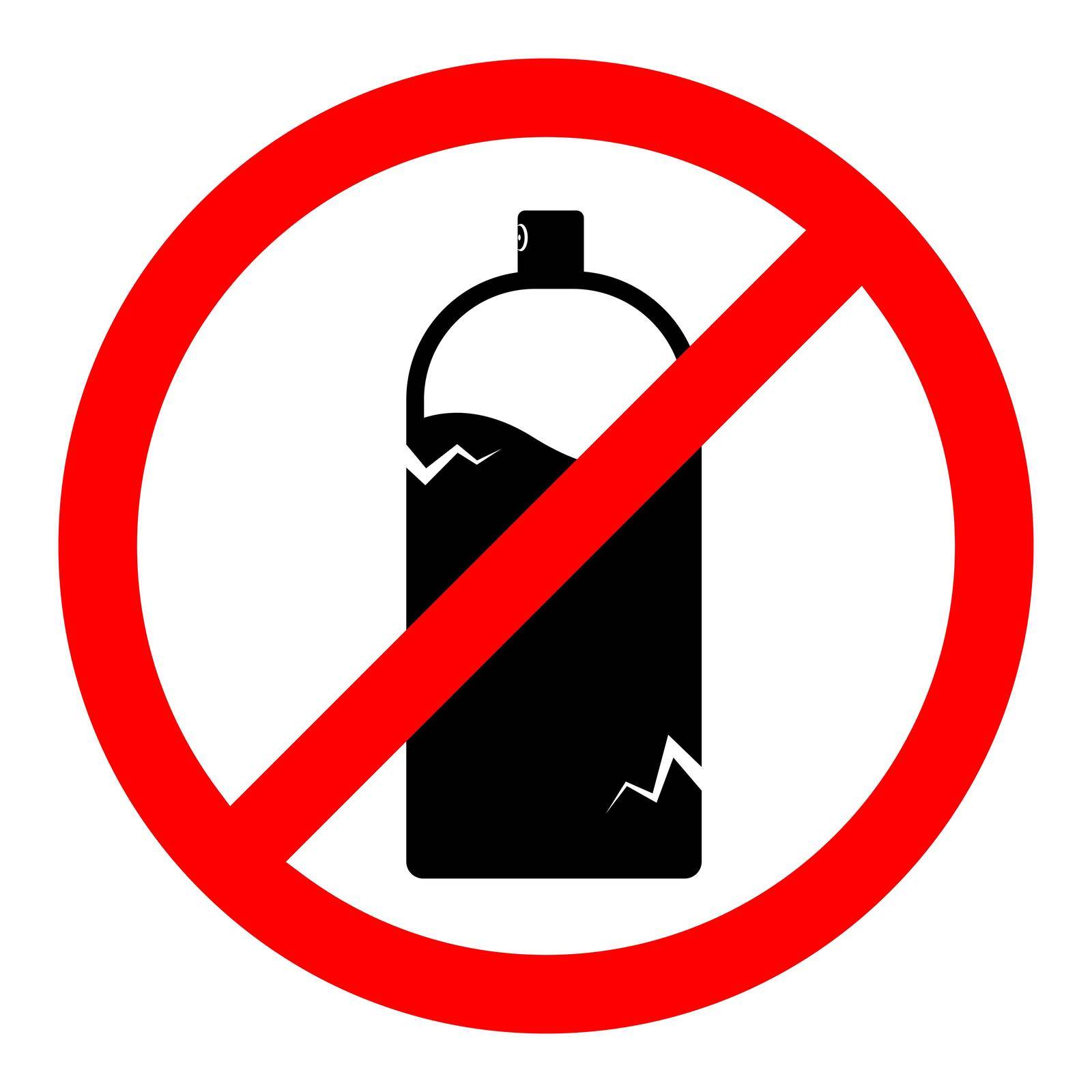 No Aerosol spray sign. Vector illustration. Stop spray paint sign. Do not use a damaged spray paint can.