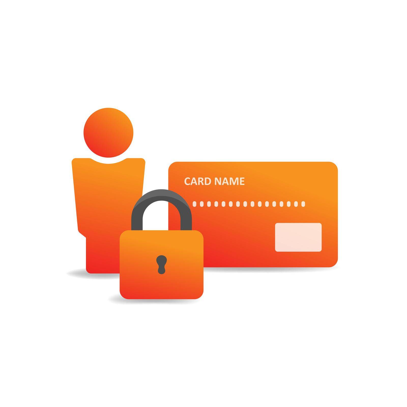 Personal data security. User credit card and lock. Financial security symbol. Vector EPS 10