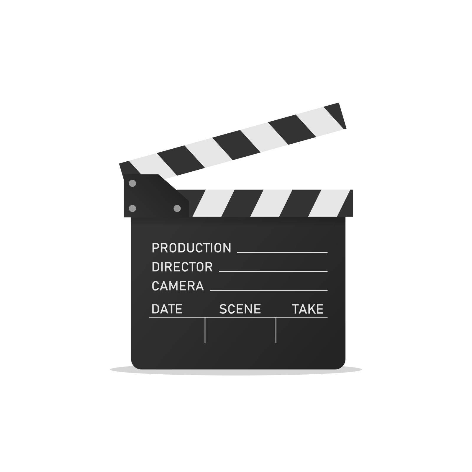 Movie clapper isolated on white background. Open clapperboard. Vector EPS 10