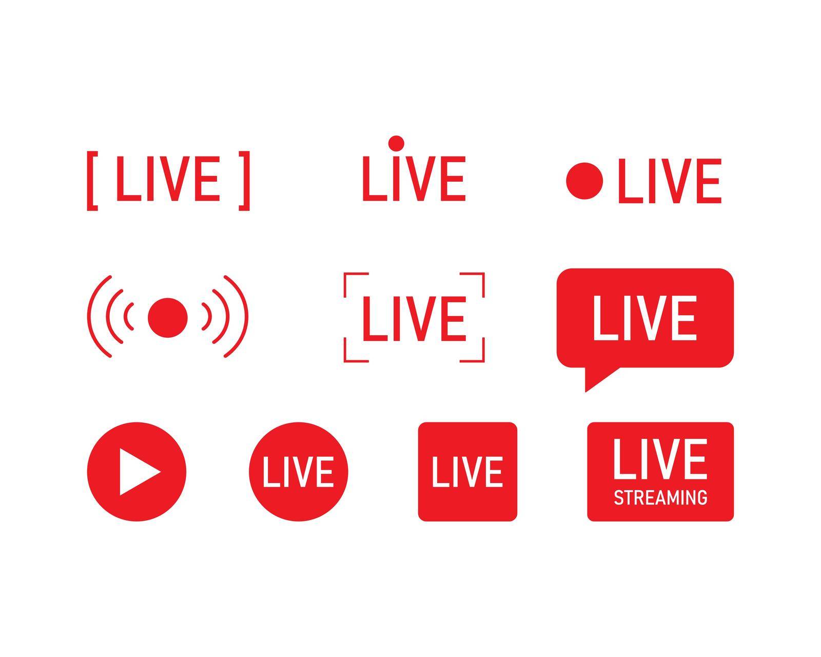 Live streaming icons set. Web TV and online broadcasting symbols Vector EPS 10