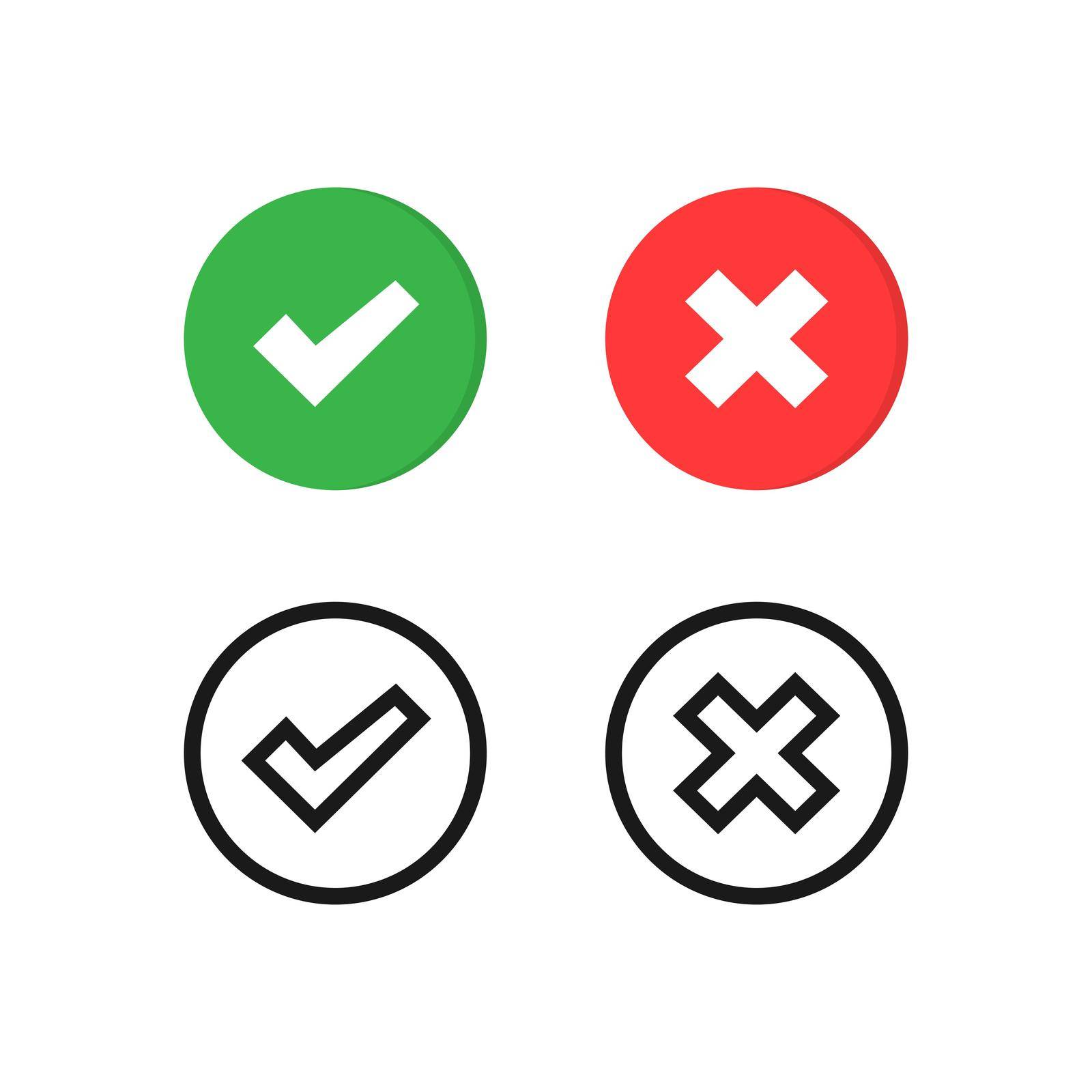 Vector checkmark icons set. Check mark and cross symbol isolated. Vector EPS10 by TopRated