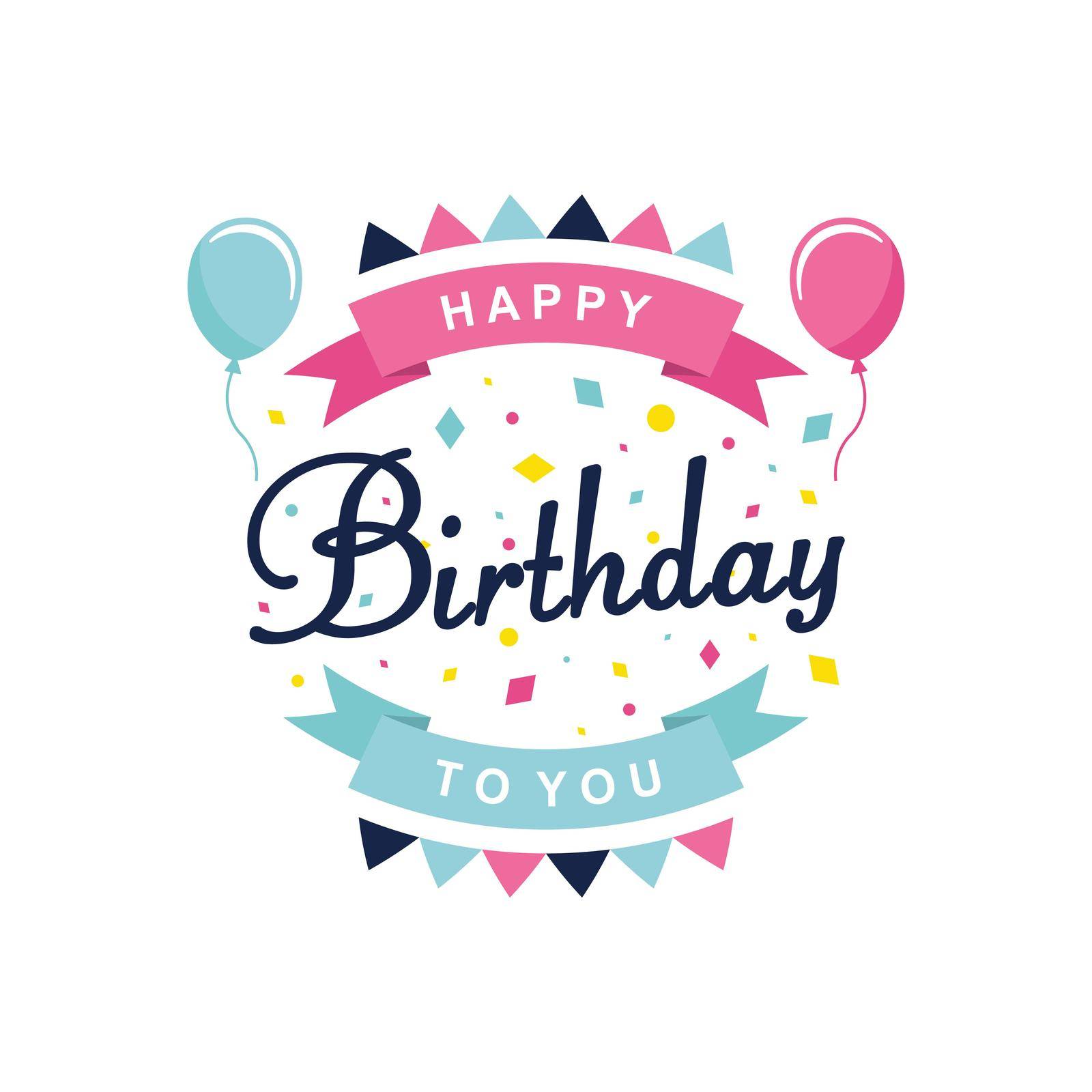 Happy Birthday vector illustration. Happy Birthday text with balloons EPS10