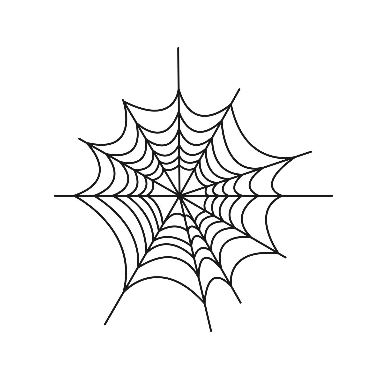 Spider web vector illustration. Black spider web isolated on white background.