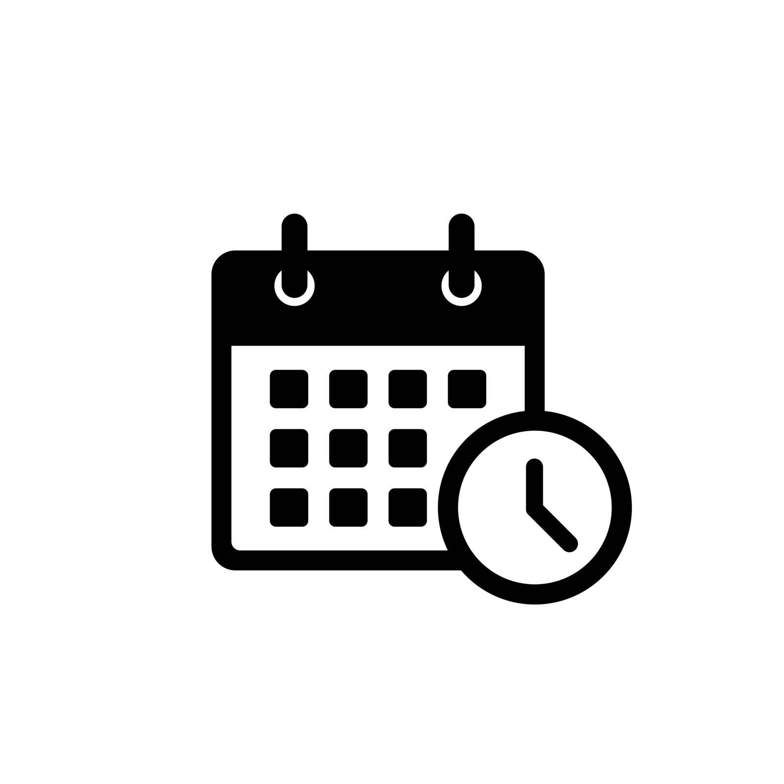 Calendar with clock vector icon. Calendar symbol isolated Vector EPS10