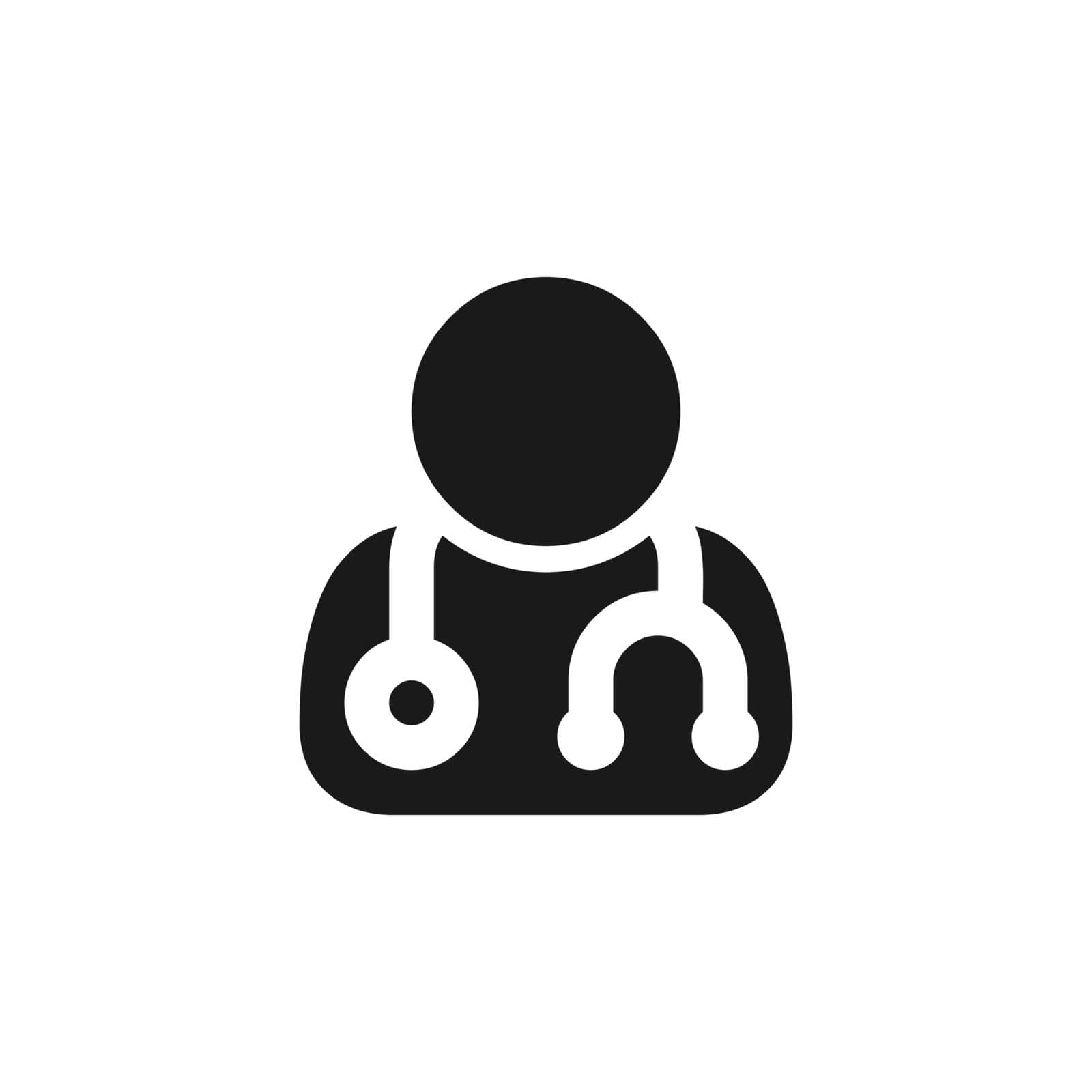 Doctor icon isolated on white background. Silhouette of a man with a stethoscope. Medic symbol Vector EPS10