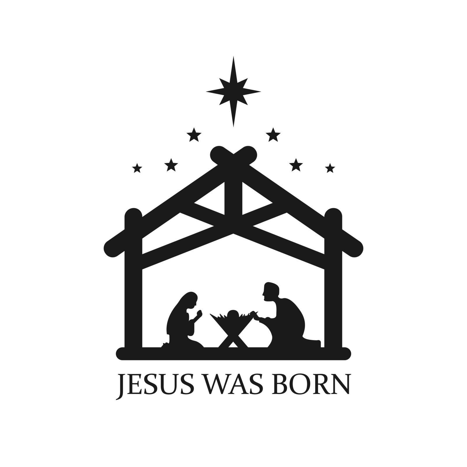 Jesus was born vector illustration. Merry Christmas logo with text isolated on white background Vector EPS 10