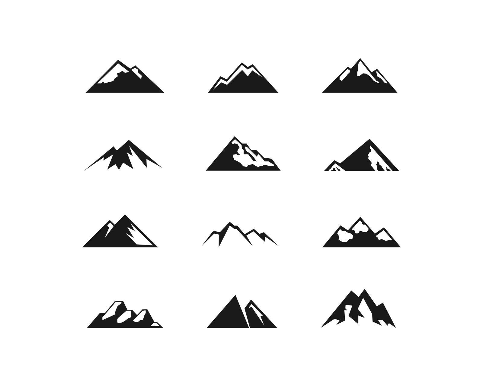 Vector mountains icons set. Mountains shape symbol isolated Vector EPS10