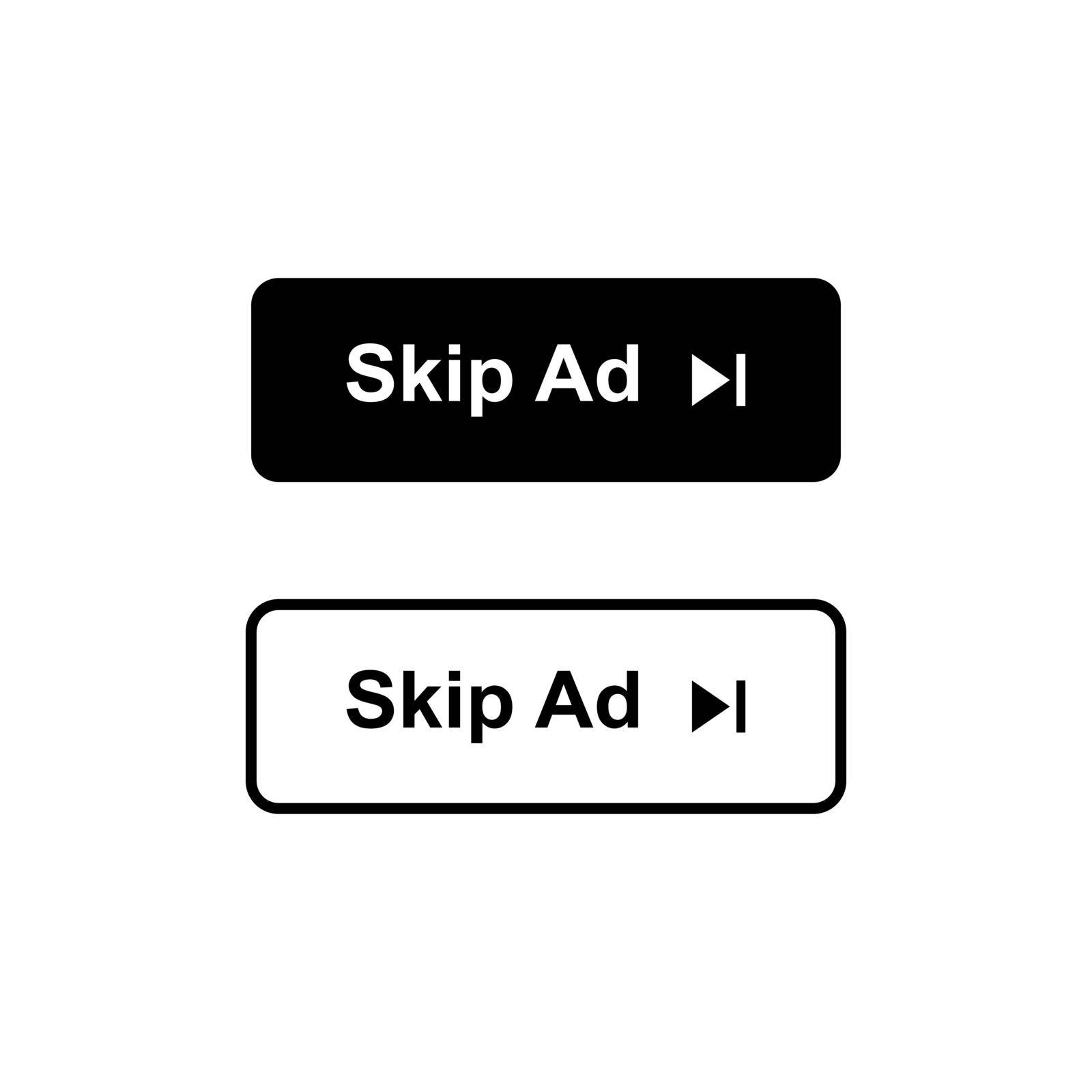 Skip ad button in two styles. Skip ad icon isolated Vector EPS10