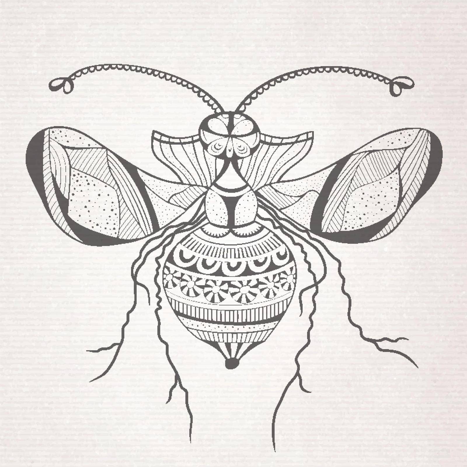 Vector abstract cartoon decorative insect butterfly sketch