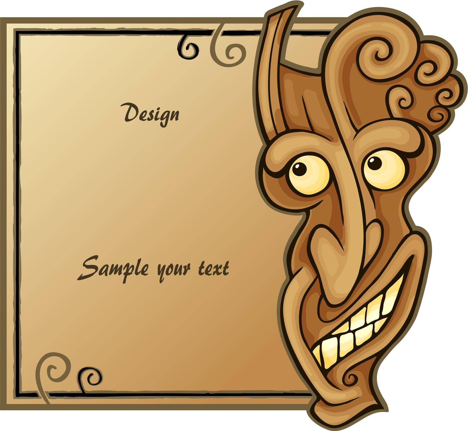 demon mask with frame and space for text