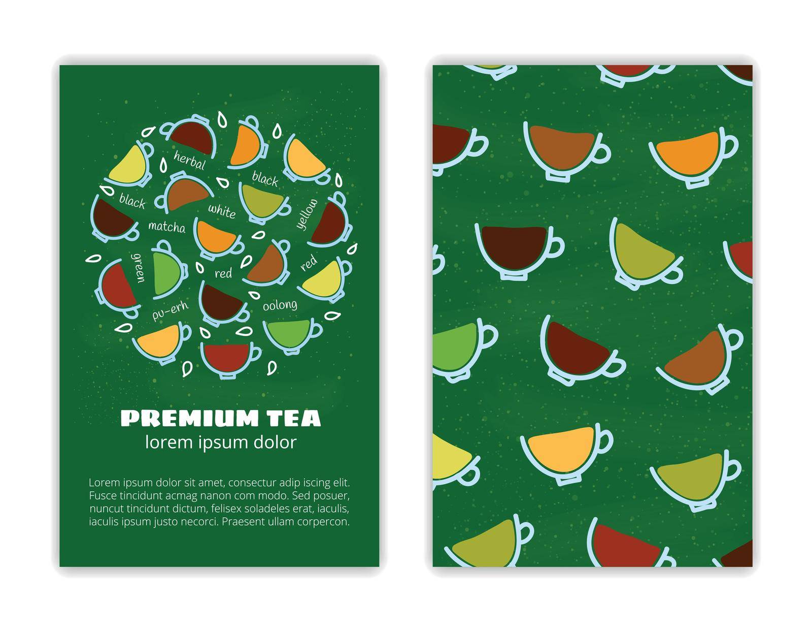 Card templates with doodle tea drinks. Used clipping mask.