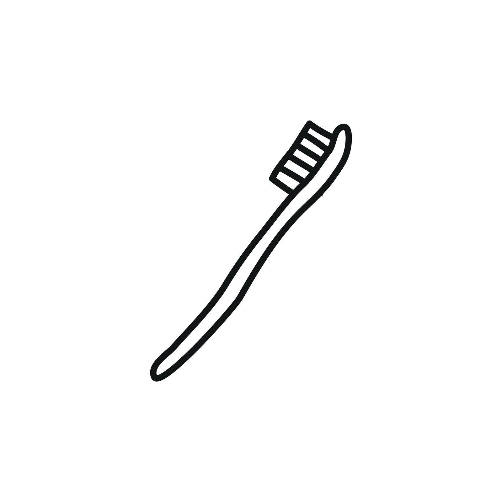 Doodle outline toothbrush isolated on white background.