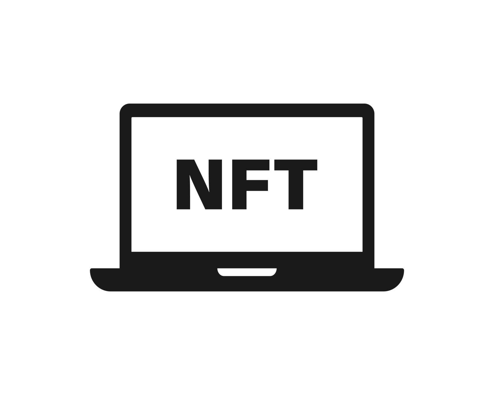 NFT on laptop screen vector icon. NFT non fungible token symbol isolated Vector EPS 10