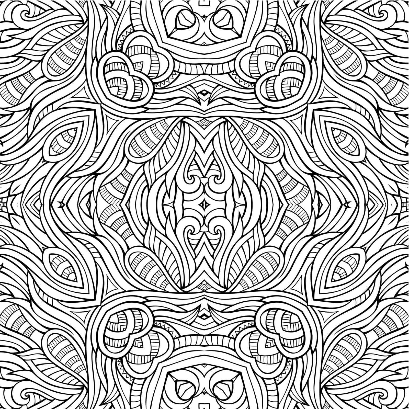 Abstract vector decorative nature ethnic hand drawn sketchy contour seamless pattern