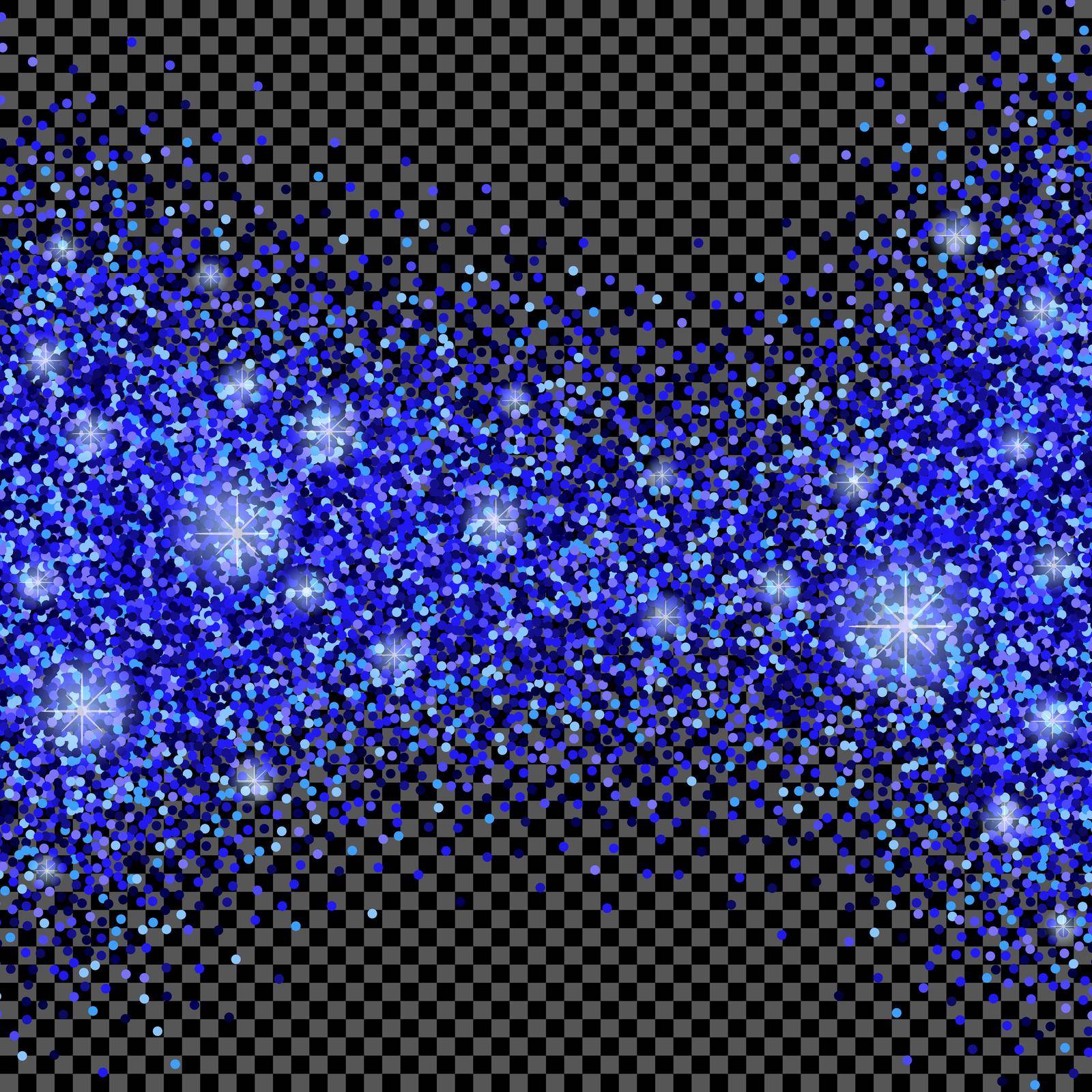 Dark transparent background with blue glitter sparkles or confetti.