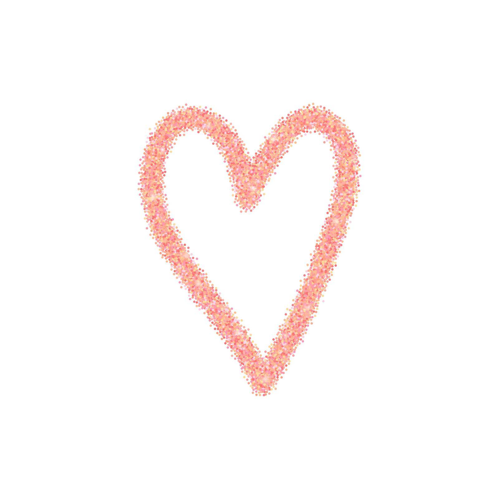 Rose gold glitter heart isolated on white background.