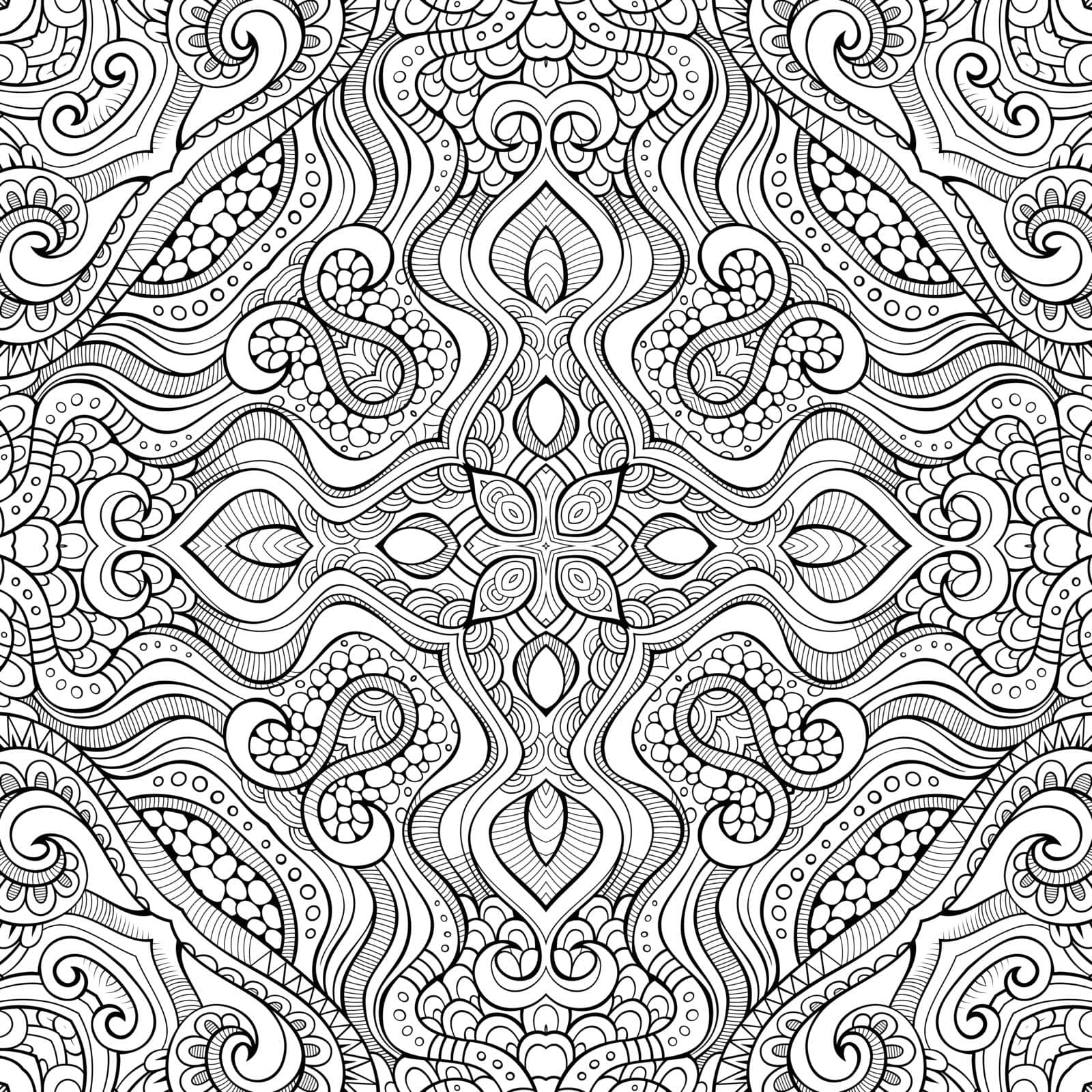Abstract vector decorative ethnic hand drawn sketchy contour seamless pattern