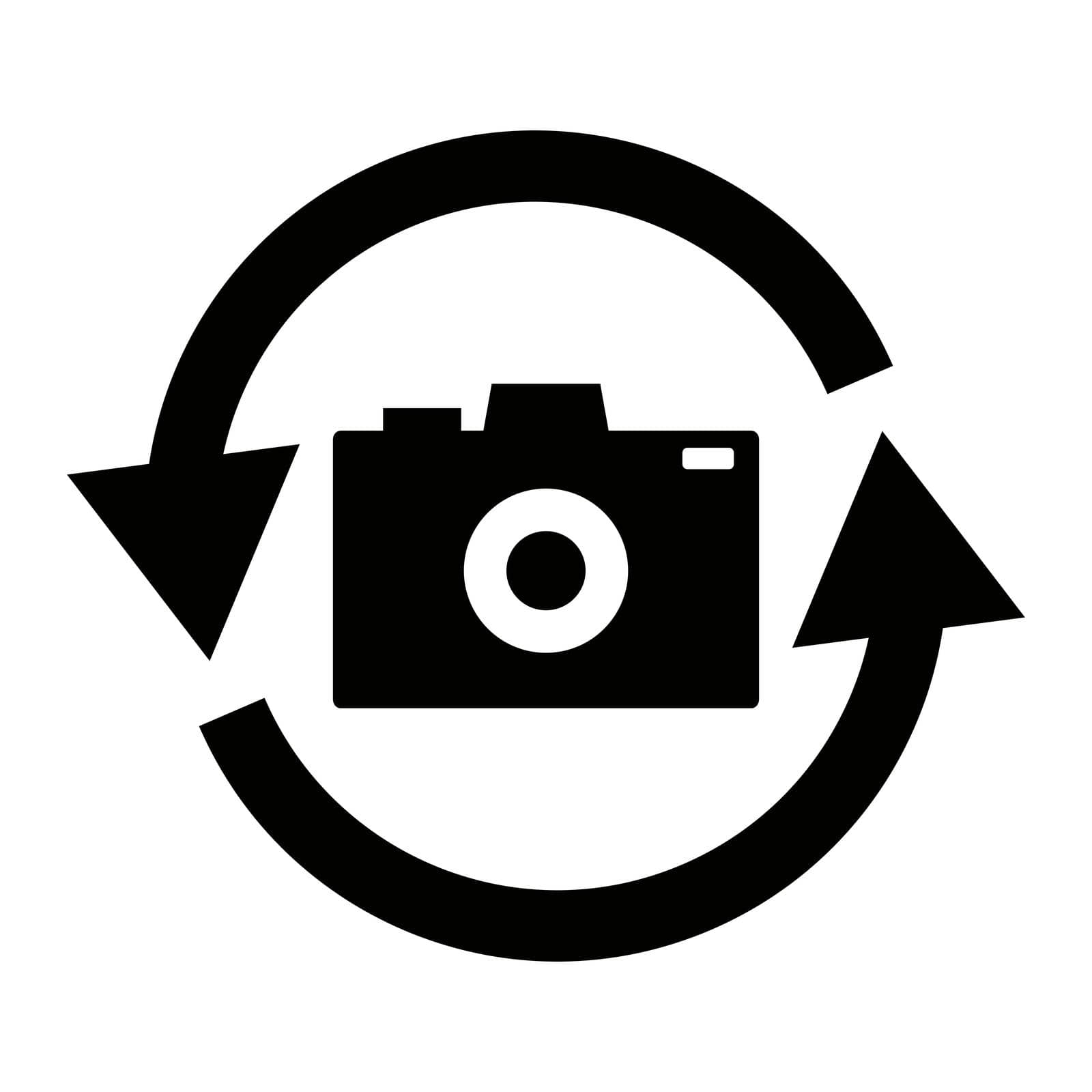 Rotating arrow and camera icon. Editable vector.