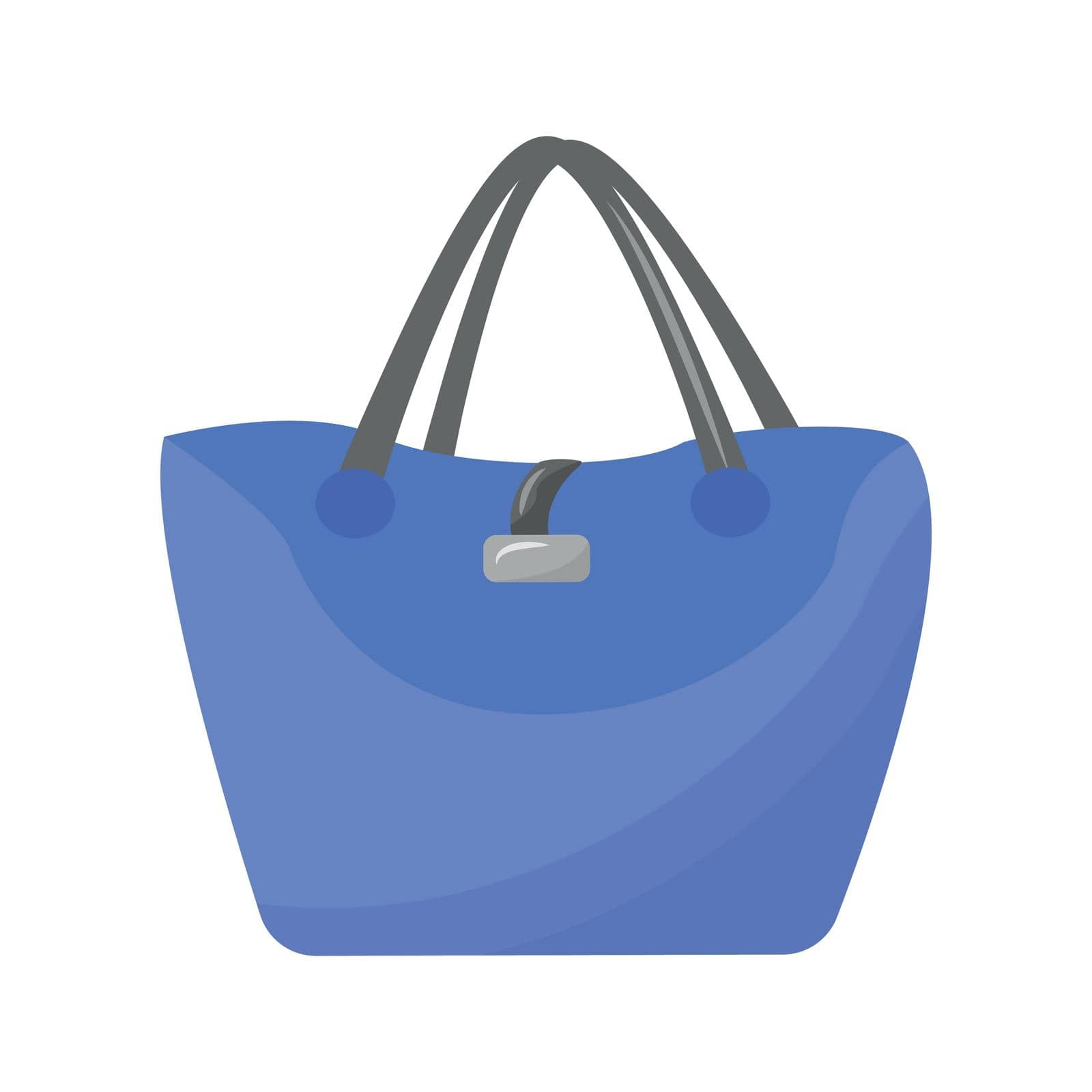 Blue bag semi flat color vector element. Full sized object on white. Woman elegant purse. Casual and smart handbag simple cartoon style illustration for web graphic design and animation