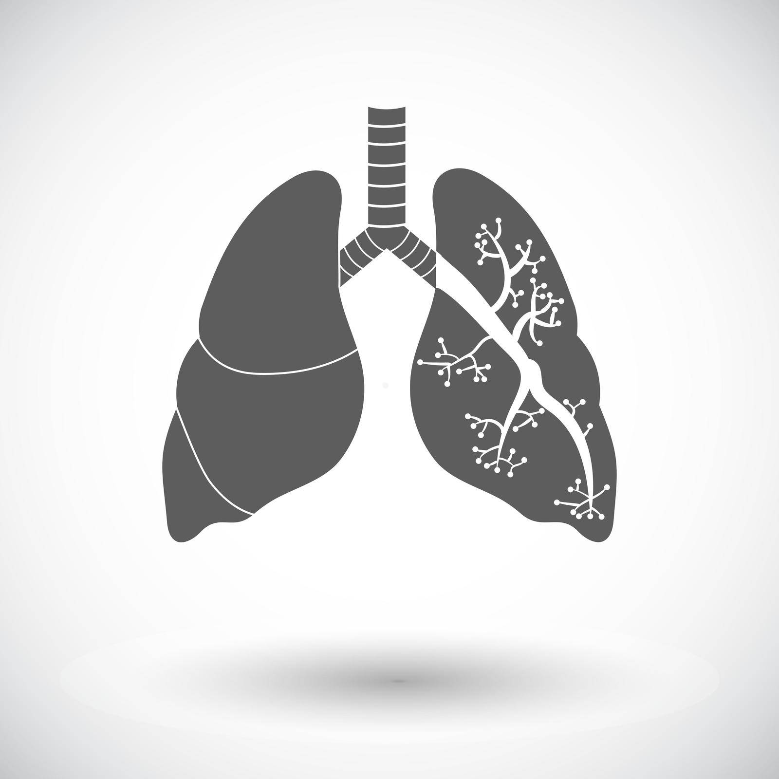 Lungs. Single flat icon on white background. Vector illustration.