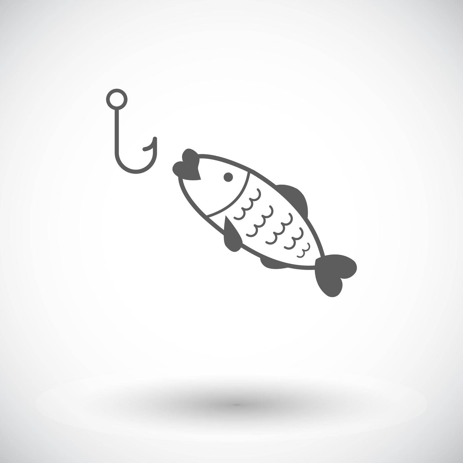 Fishing. Single flat icon on white background. Vector illustration.