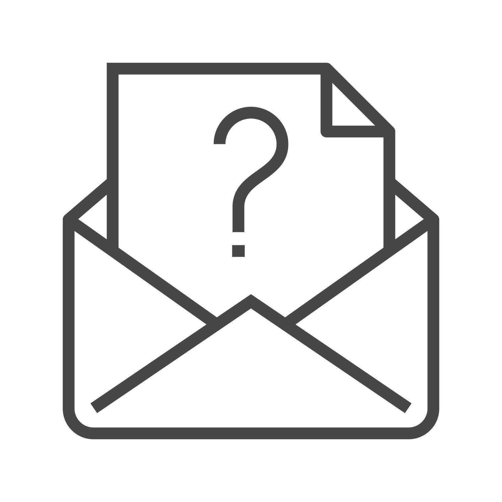Mail with Question Mark Thin Line Vector Icon. Flat icon isolated on the white background. Editable EPS file. Vector illustration.