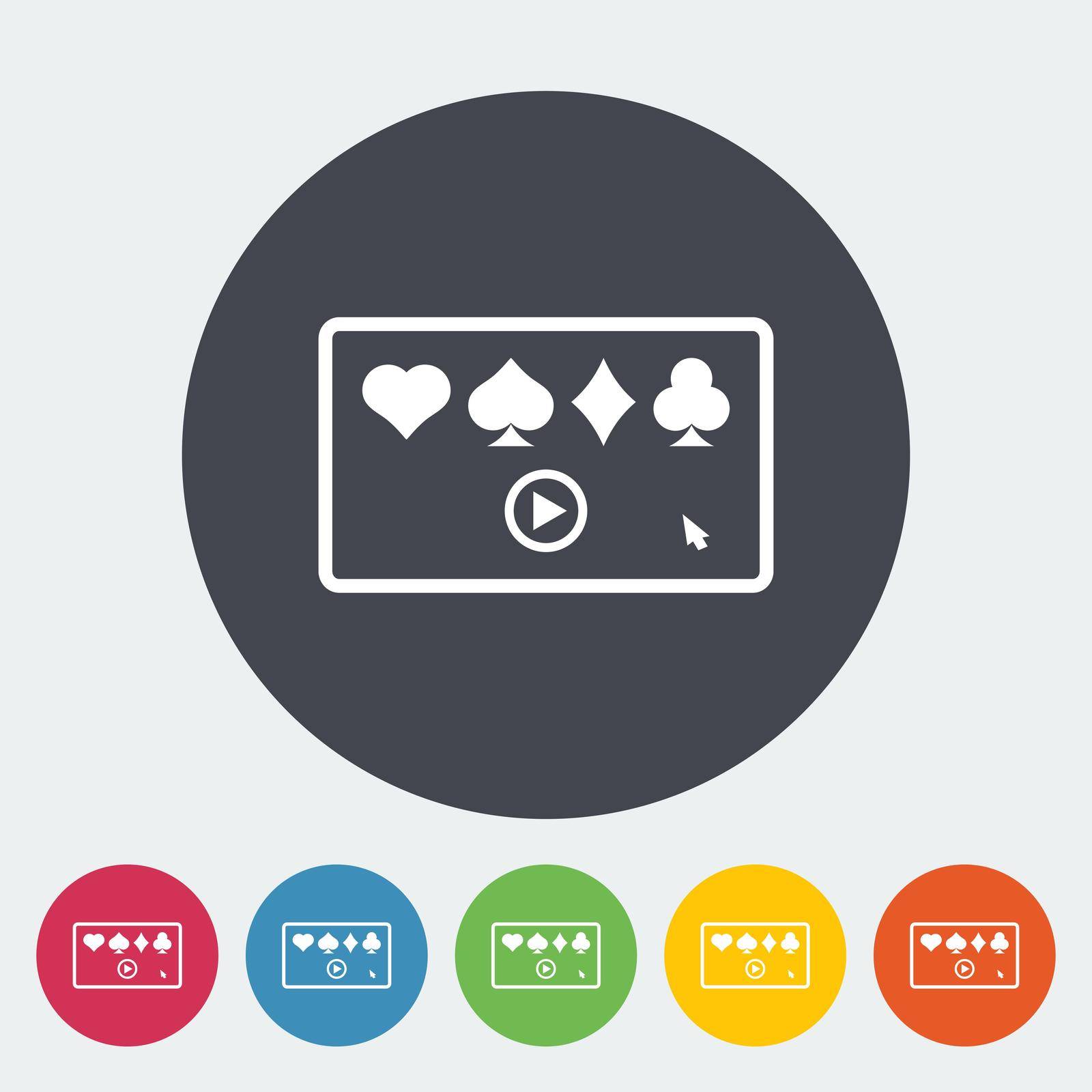 Video game. Single flat icon on the circle button. Vector illustration.