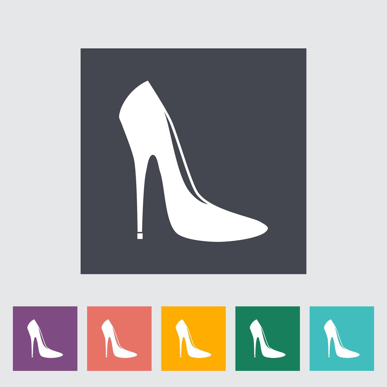 Woman shoes. Single flat icon on the button. Vector illustration.