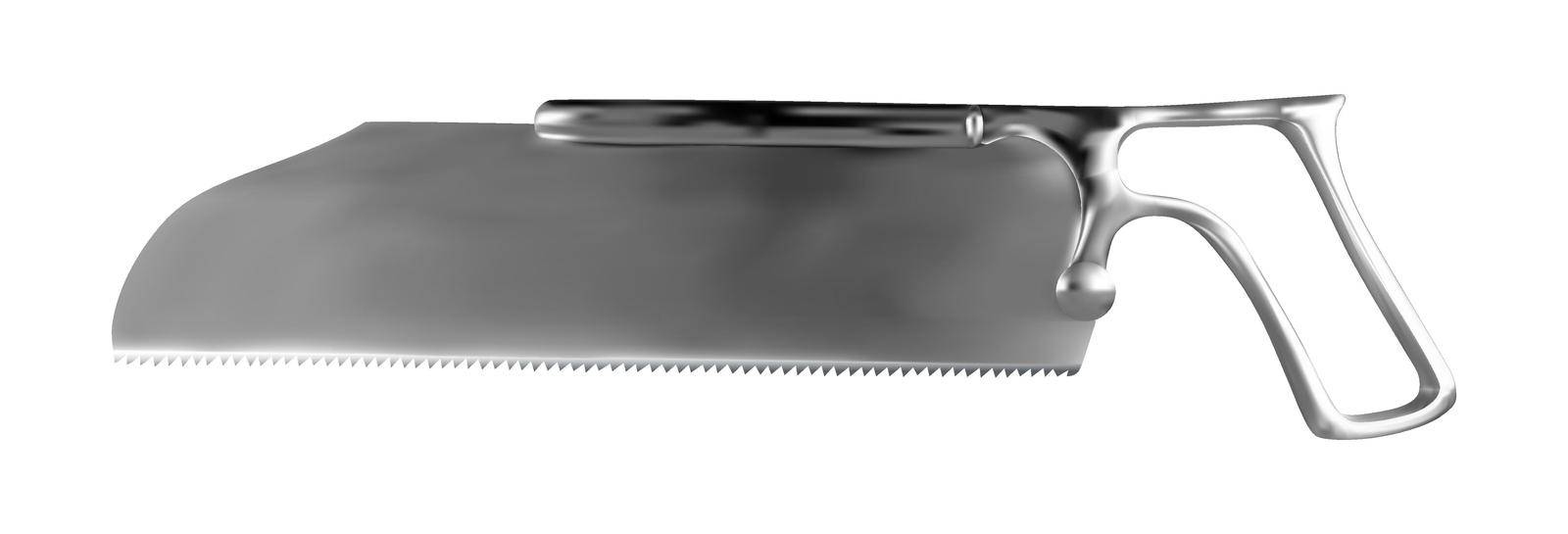 Satterlee Bone Saw with Ring Handle Stainless Steel Blade. Medical manual surgical instrument. Vector illustration by Nikolaiev_Oleksii
