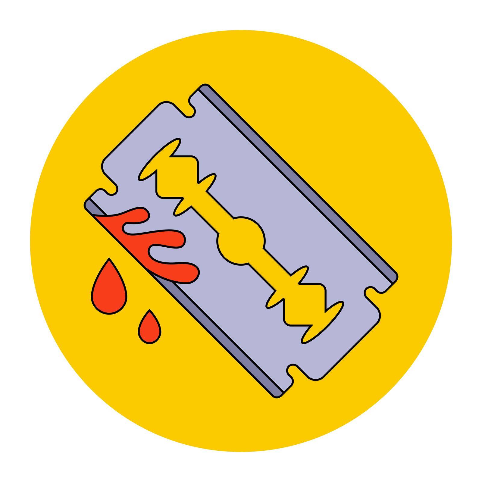 unsuccessful face shaving. suicide attempt with a bloody wound. Flat vector illustration