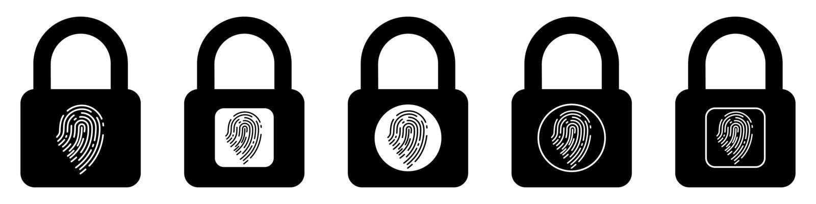 Fingerprint padlock icon. Scan fingerprint icon. Security concept icon. Vector illustration