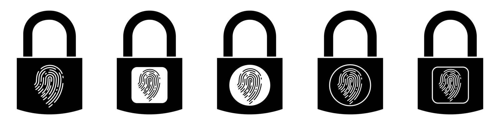 Fingerprint padlock icon. Scan fingerprint icon. Security concept icon. by Chekman