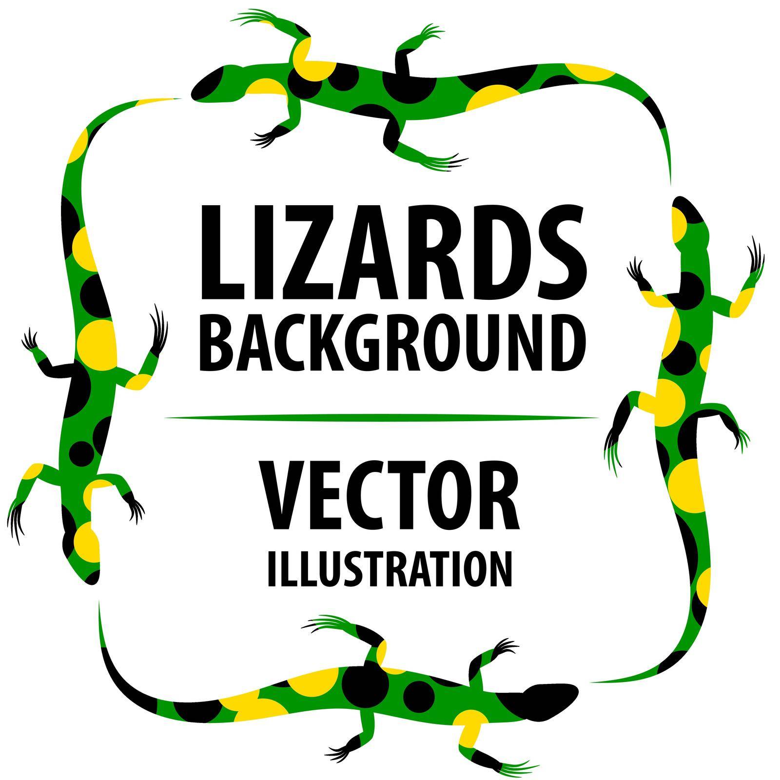 Background with lizards. Cartoon flat characters. Vector Image