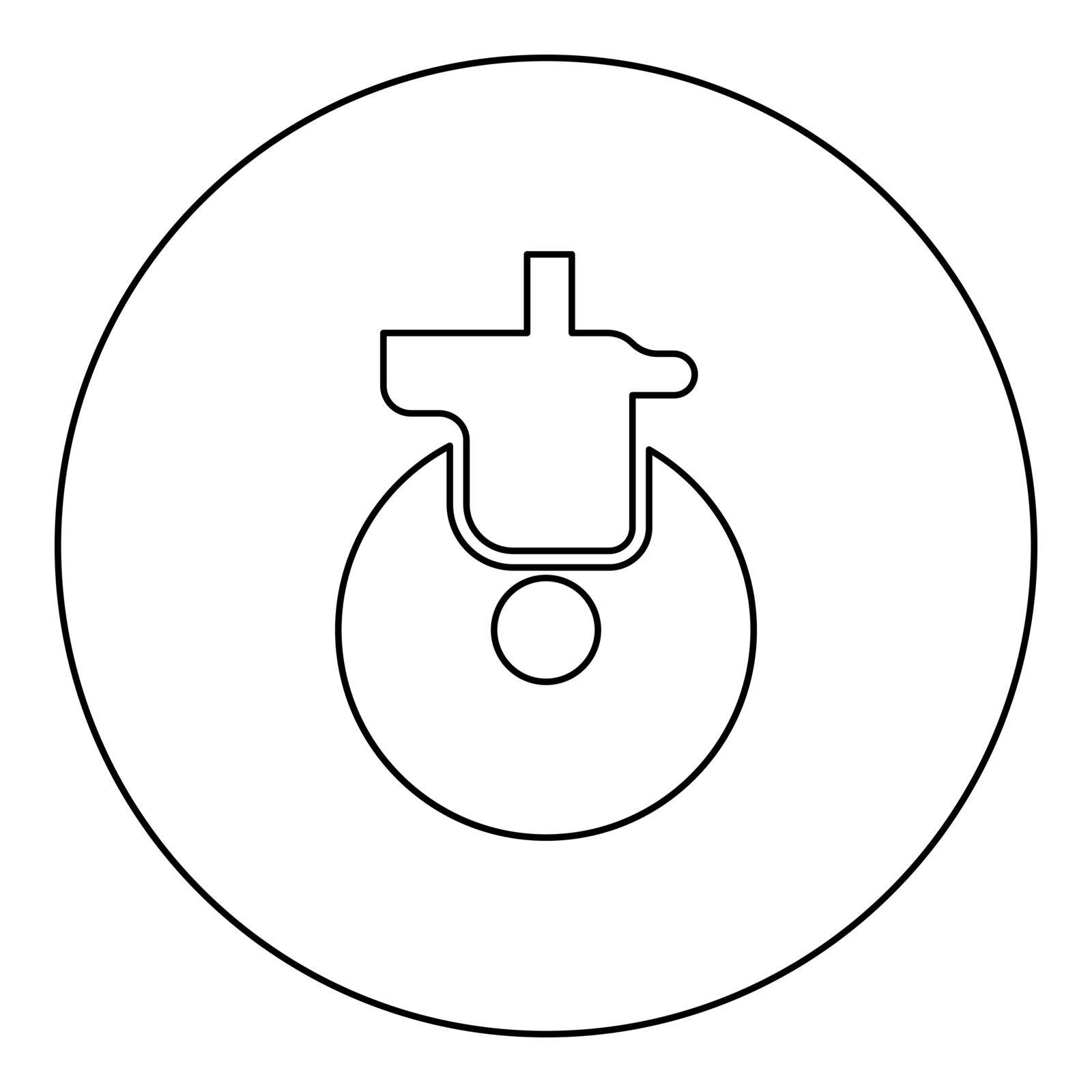 Wheel for furniture caster cart icon in circle round black color vector illustration image outline contour line thin style simple