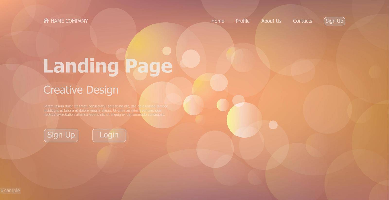 Landing page one page creative bokeh website web page design - Vector illustration